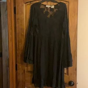 Black Bell Sleeve Mini Dress